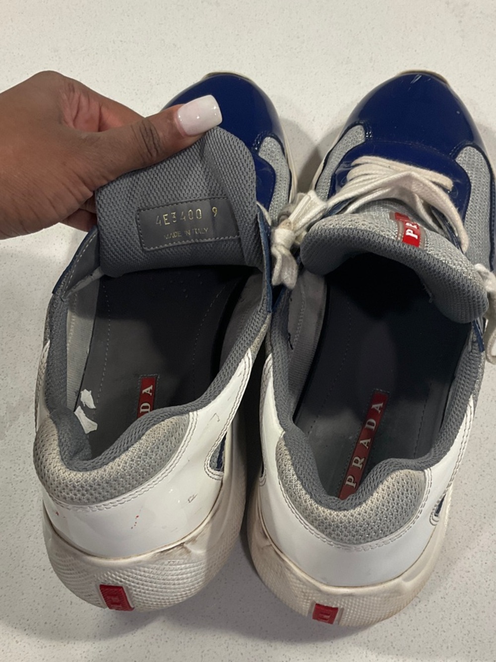 Men's Blue and White Prada Sneaker - Picture 10 of 11